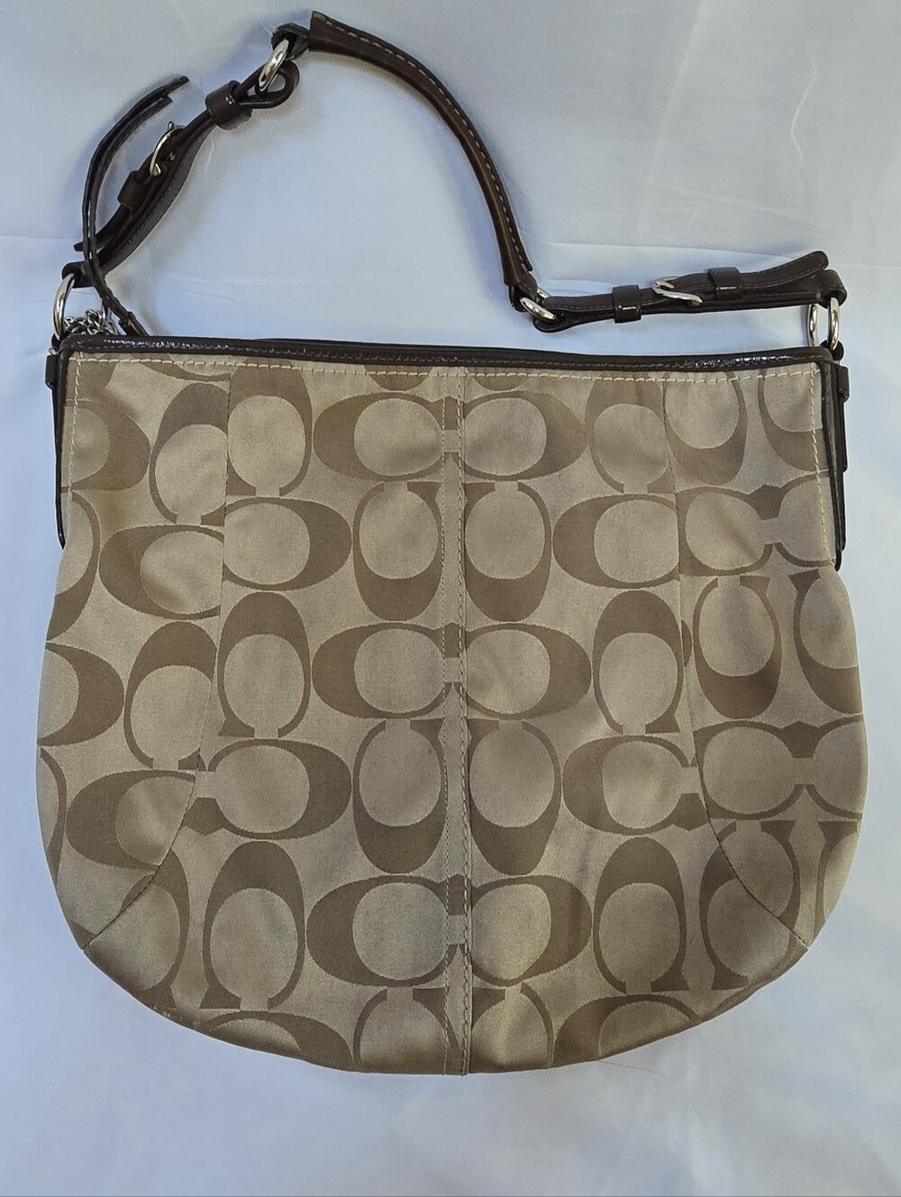 Coach Large Signature C Hobo Shoulder Bag 12676 Brown Y2K